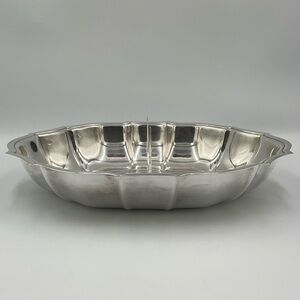 Vintage International Silver Plated Chippendale Oval Divided Vegetable Bowl